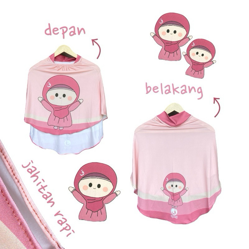 BERGO PRINTING INSTAN ANAK MOTIF ANIMASI QALEY / HIJAB INSTAN ANAK / HIJAB KARAKTER LUCU