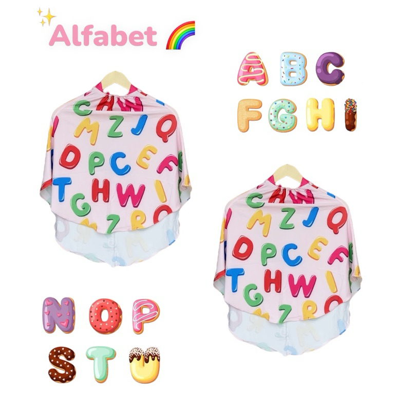 BERGO PRINTING INSTAN ANAK MOTIF ALFABET / HIJAB INSTAN ANAK / HIJAB KARAKTER LUCU