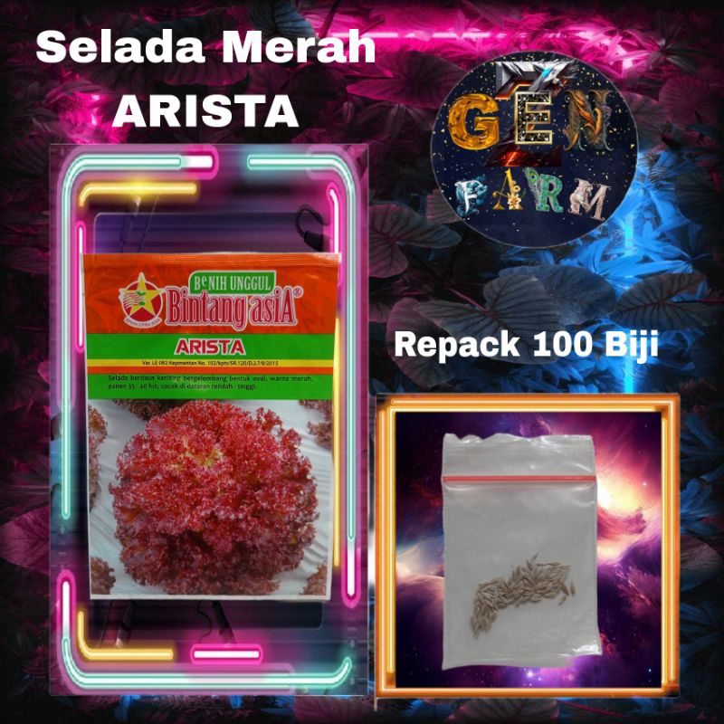 Benih Selada Merah Arista Bintang Asia Bibit Selada Merah Repack 100 Biji