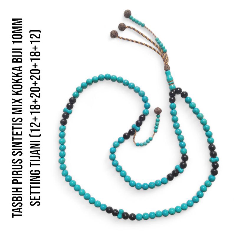 Tasbih Pirus/Fairus Sintetis mix Kokka/Kaukah Original Mesir Tasbih Tijani