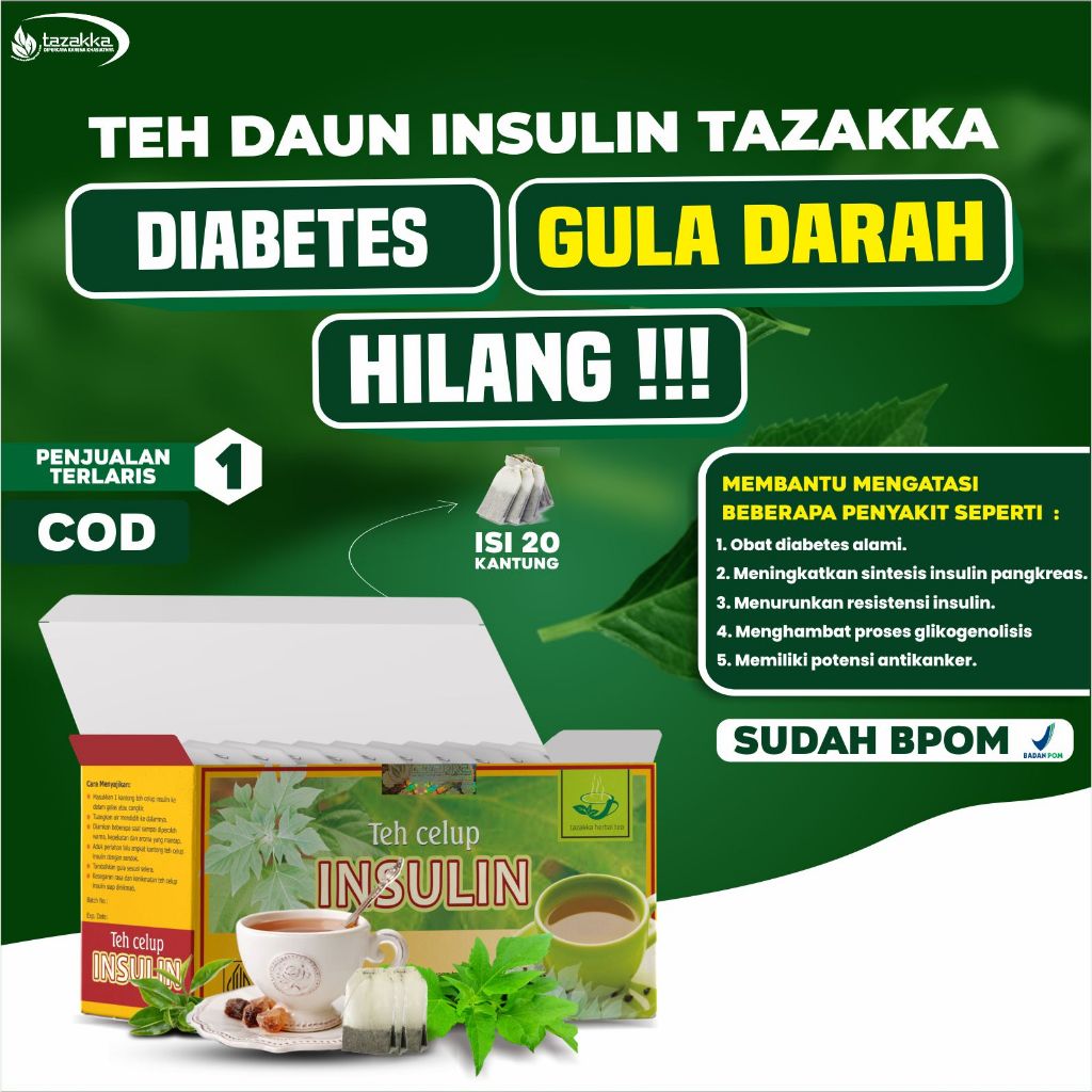 

Insulin Obat Diabetes dan Penurun Gula Darah Herbal Minuman Teh Insulin Dari Tazakka sudah BPOM dan ORIGINAL