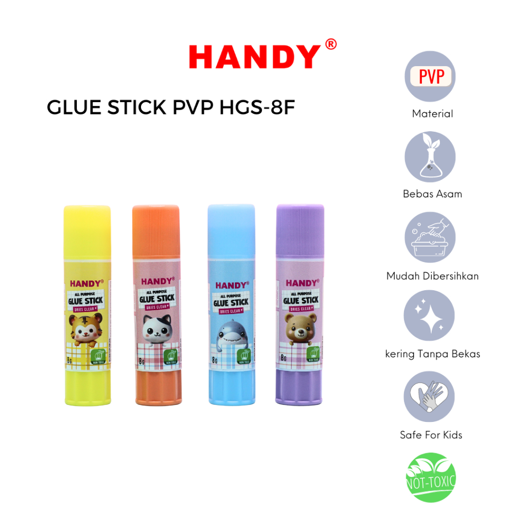 

HANDY Lem Stick PVP 8 Gram HGS-8F Satuan 1 Pcs