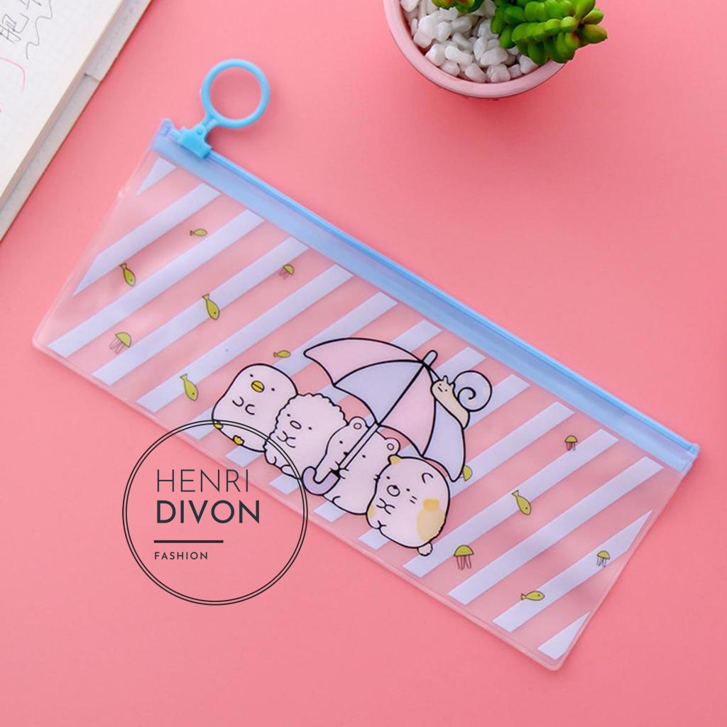

Tempat Pensil Cute Ziplock Transparan Anti Air Waterproof Sumikko Gurashi Transparent Pencil Case