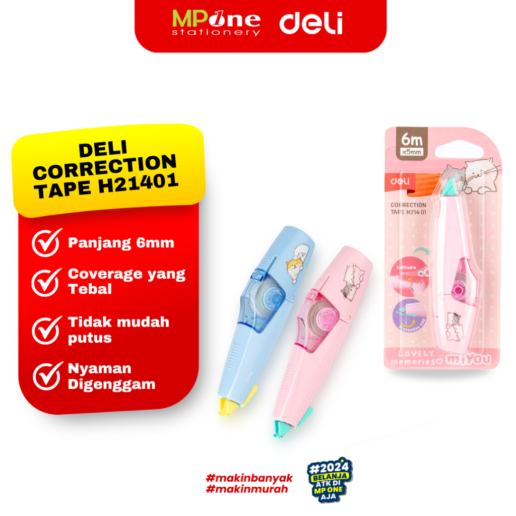 

Deli Correction Tape 6mm H21401 / Tip Ex Kertas Roll Deli H21401