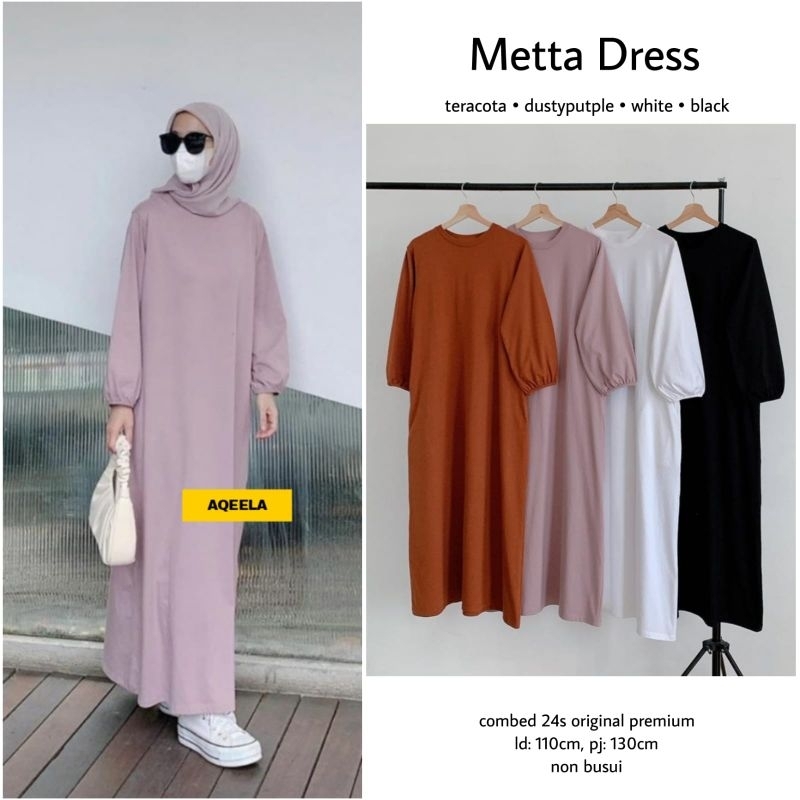 Metta Dress Bahan Kaos combed 24s/Gamis Kaos Combed 24s