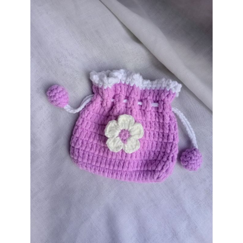 Pouch serut rajut/ Rajut Pouch Serut/Rajut Pouch/Rajut tempat serbaguna