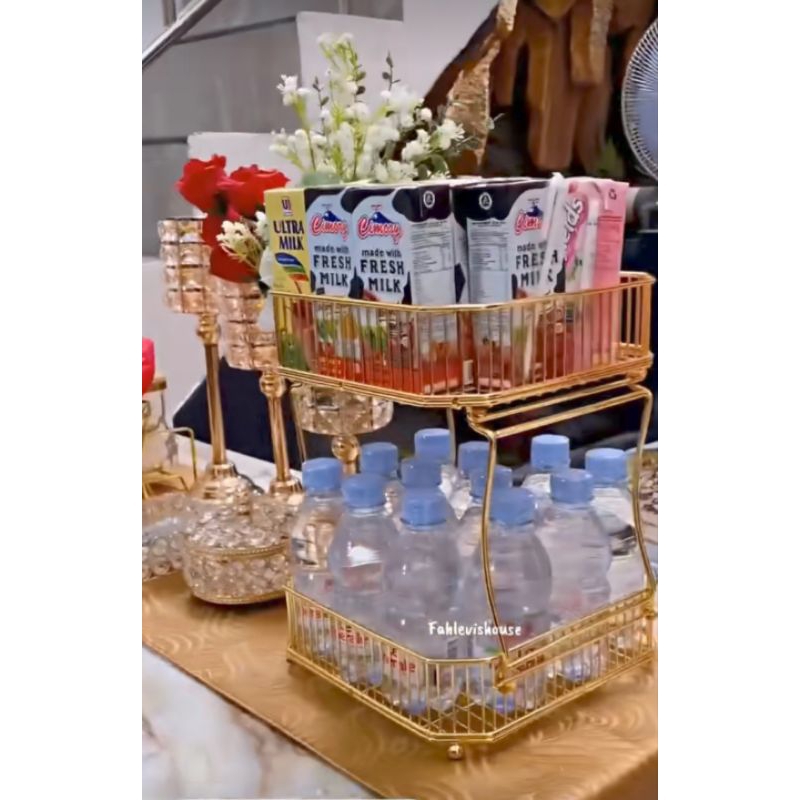 Rak serbaguna  gold Rak minuman Rak keranjang buah
