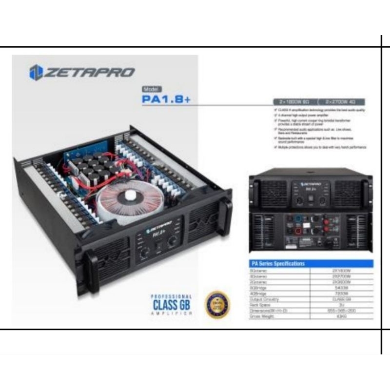 POWER AMPLIFIER ZETAPRO PA 1.8 CLAS GB ZETAPRO PA 1 8 PA 18 subwoofer 18 inch power gb clas zetapro 