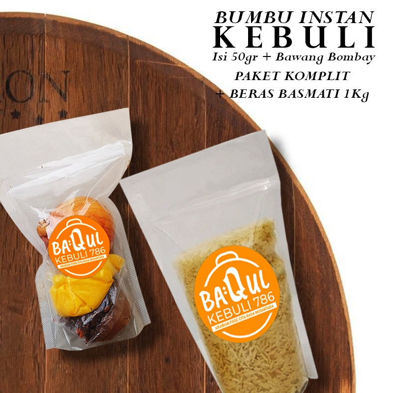 

Kebuli Baqul Bumbu Instan Nasi Kebuli 50gr + Bawang Bombay + Beras Basmati 1KG Untuk 10 Porsi