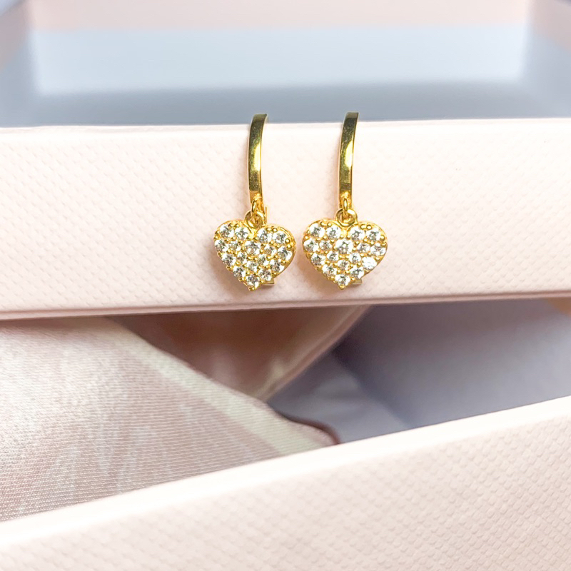 Anting Emas Hati Klip Teardrop Anting Hati Anting Kadar 700