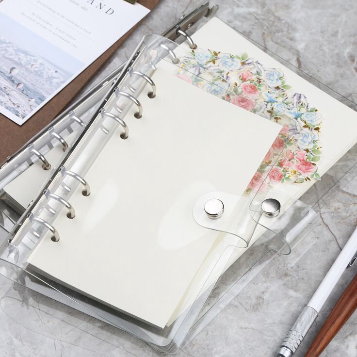 

Sedang Trend Panmomo Korean Style Clear Cover 6 Ring Binder A5 Buku Binder Sampul Transparan
