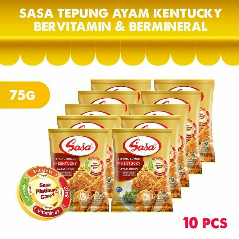 

Sasa Tepung Bumbu Ala Kentucky Ayam Krispi 75 g Rencengan isi 10