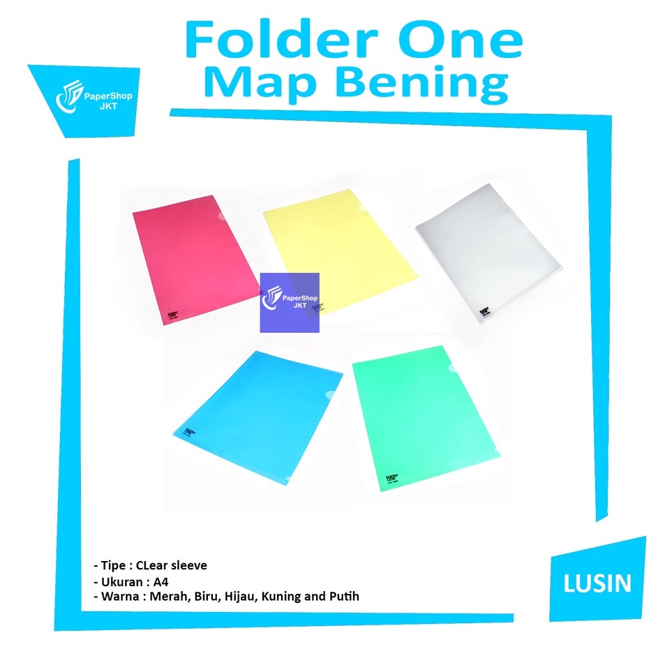

Kualitas Terkini FolderOne Map L Bening A4 Warna Lusin