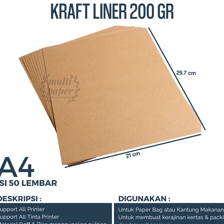 

Super Shipping Kertas Kraft A4 Liner 2 gsm isi 5 lembar Kertas Kraft Liner A4 2 gsm
