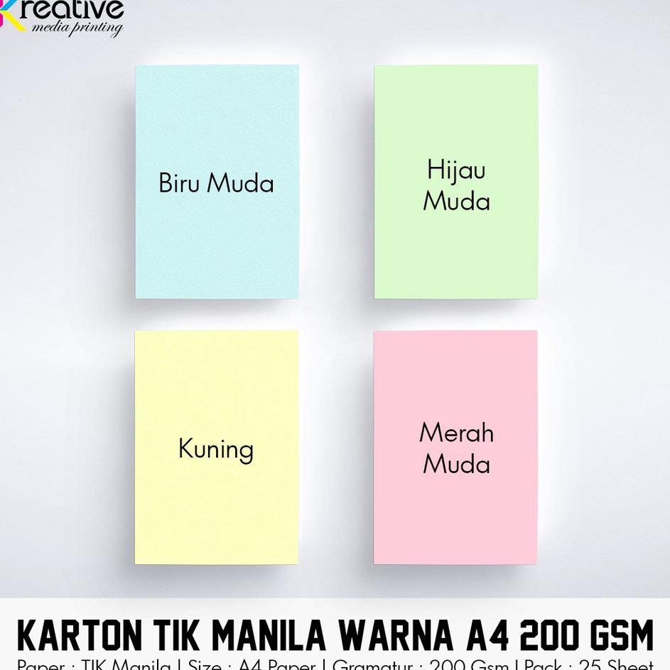 

Murah Gembira Karton TIK Manila Warna A4 2 gsm 1 pack 25 lbr