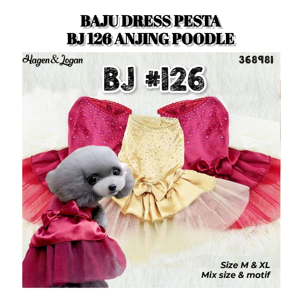 Baju Anjing Poodle Mini Kecil Kucing Dress Pesta 126 Kostum Hewan Lucu
