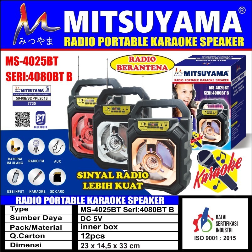 Radio Berantena Portable Karaoke Speaker Mitsuyama MS-4025(4080BT)