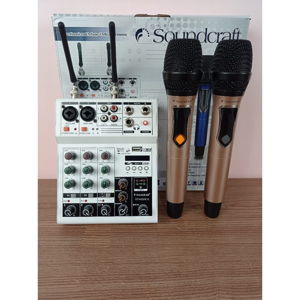 MIXER MINI/Mixer Audio Soundcraft EFX 402G 4CH + 2bh Mic Wireless USB-Bluetooth