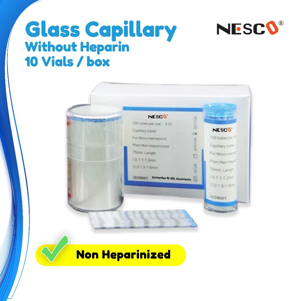 Tabung Hematokrit Mikro Kapiler Heparin – 10 Vial/Box | Best Seller