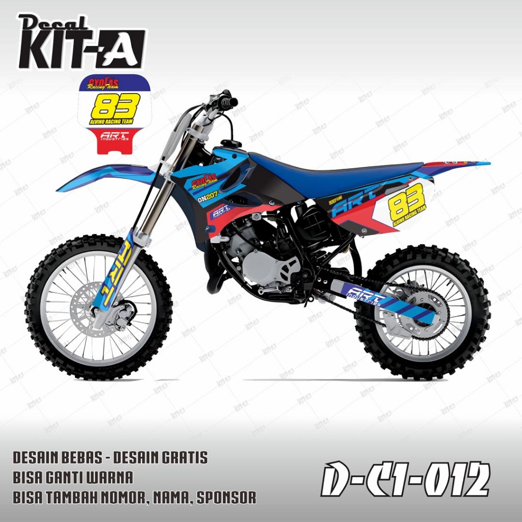 Decal stiker YZ 85 2014 desain warna BIRU NAVY BIRU MUDA D-C1-012