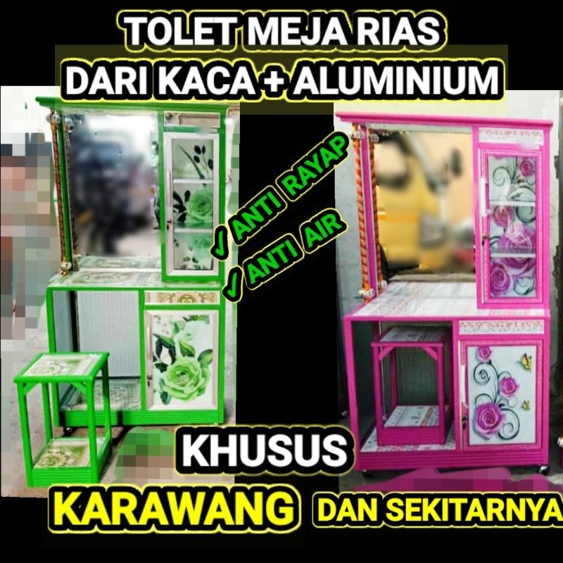 TOLET MEJA RIAS KACA ALUMINIUM / MEJA RIAS ALUMINIUM KACA / MEJA RIAS MINIMALIS / MEJA RIAS KACA CER