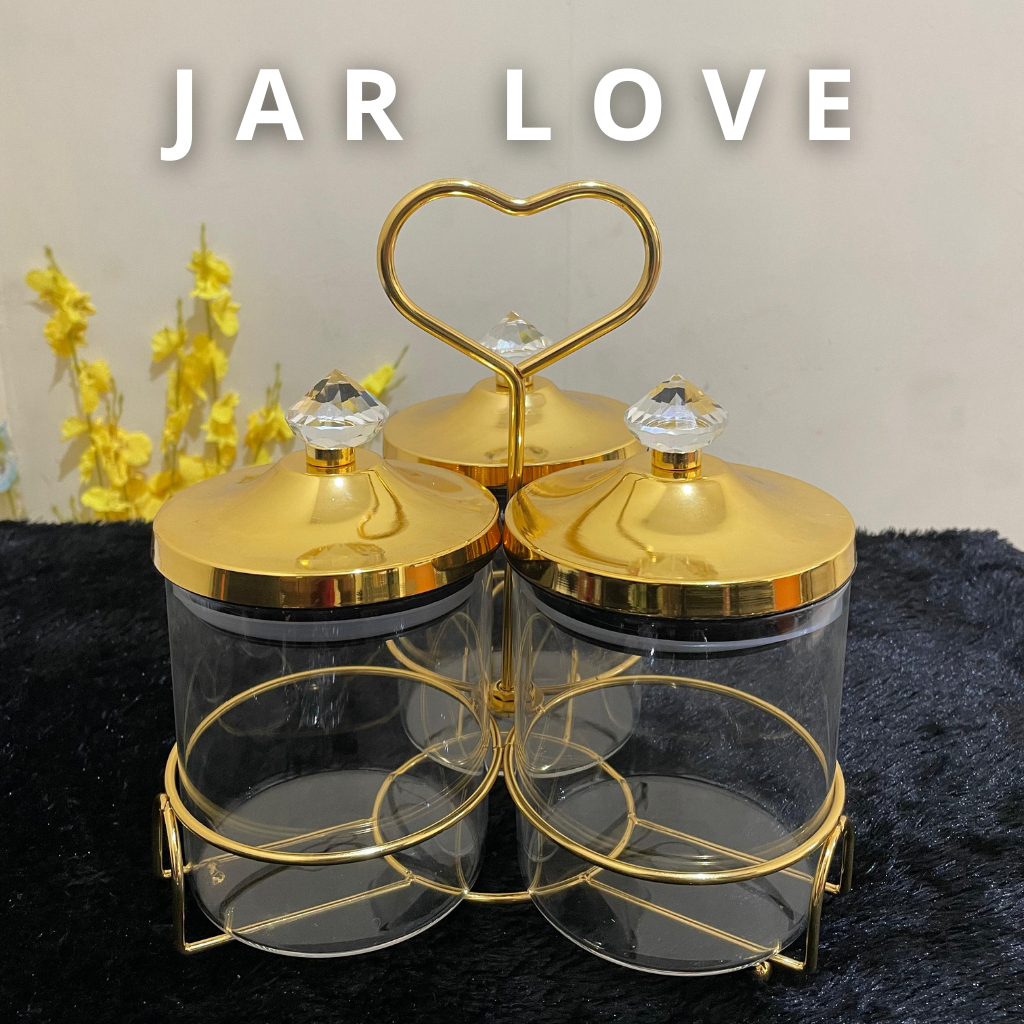 Jar love kedap udara / Toples multifungsi / Toples Kaca Jar Love SET / Snack Jar- Botol Kaca Hati
