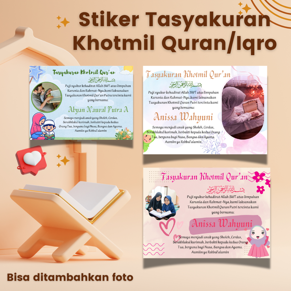 

Stiker Tasyakuran khotmil quran/tasyakuran khotmil iqro/khatam quran/khatam iqro