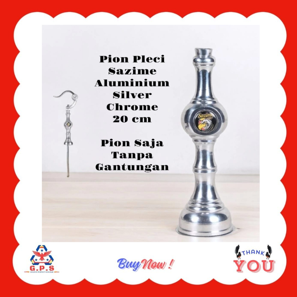 Pion Sangkar Pleci Panjang Sazime Stainless Aluminium Silver Chrome