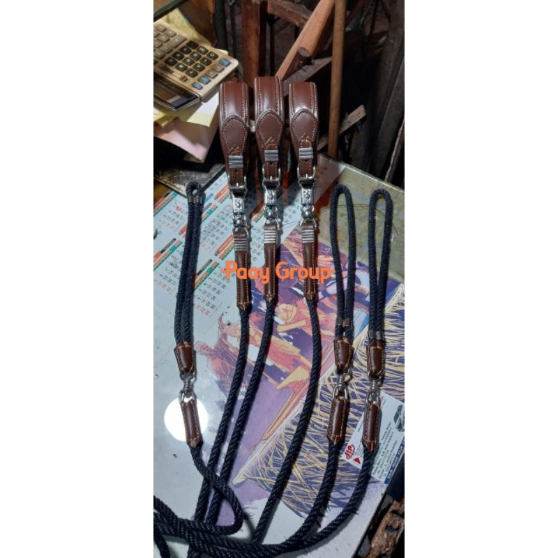 Tali anjing berburu tali tuntunan anjing jenis tali pukat kulit asli