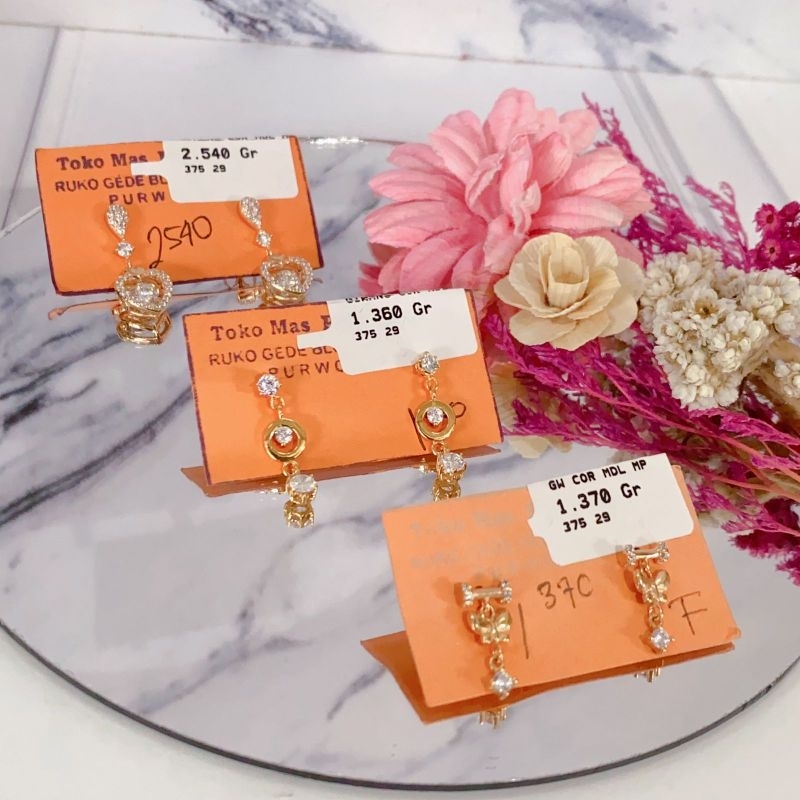 Giwang Subang Emas Asli Kadar 8K / 375%