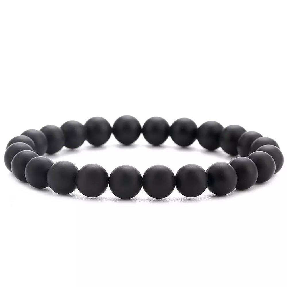 Gelang Batu Natural Black Onyx Doff Pria Wanita 8mm / Gelang Batu Alam Kesehatan
