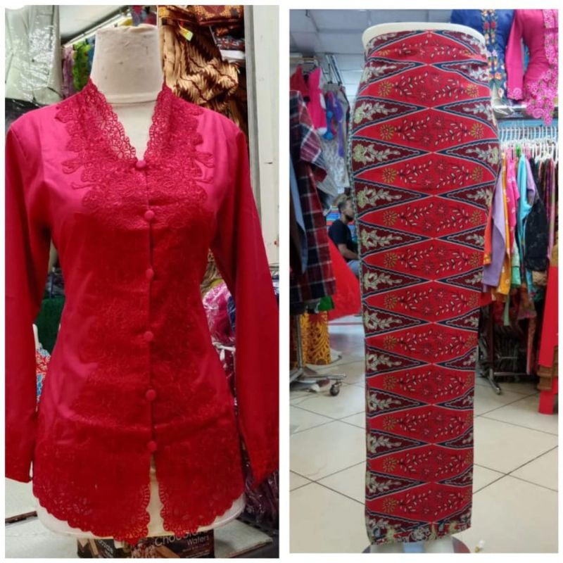 Set Kebaya Encim Bordir Flat /Kebaya encim bahan katun /KebayaTradisional Modern