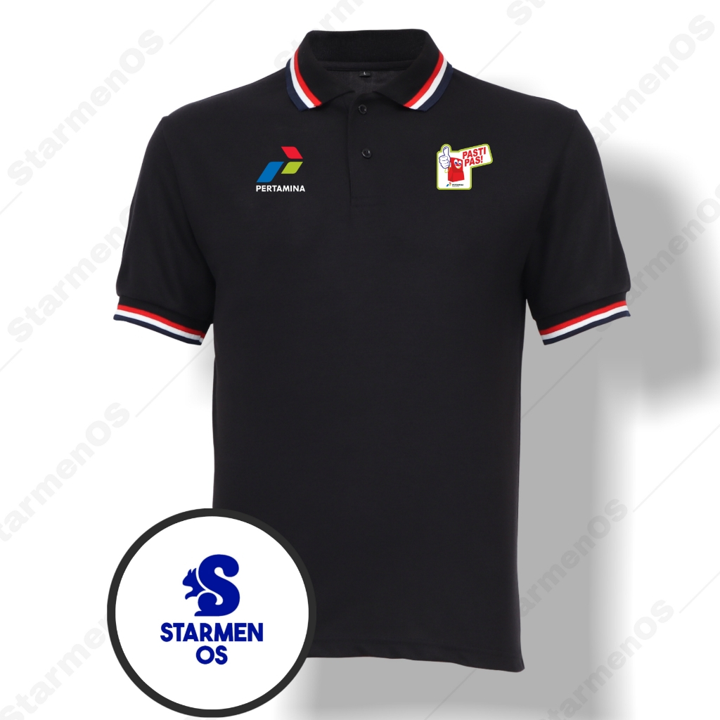 STARMEN.OS Kaos Polo Shirt Pria Kerah 3 List Logo PERTAMINA AND PASTI BISA