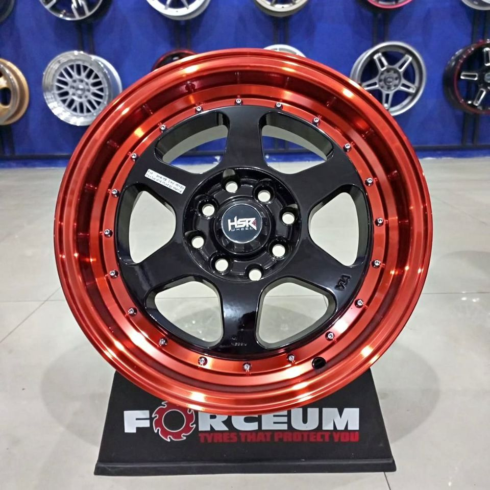 Velg MobilHsr Rumoi Ring16 Lebar 75/85 H8X100-114,3 Bk/Red Cocok Mobil Jazz,Sigra,Brio,Avanza.