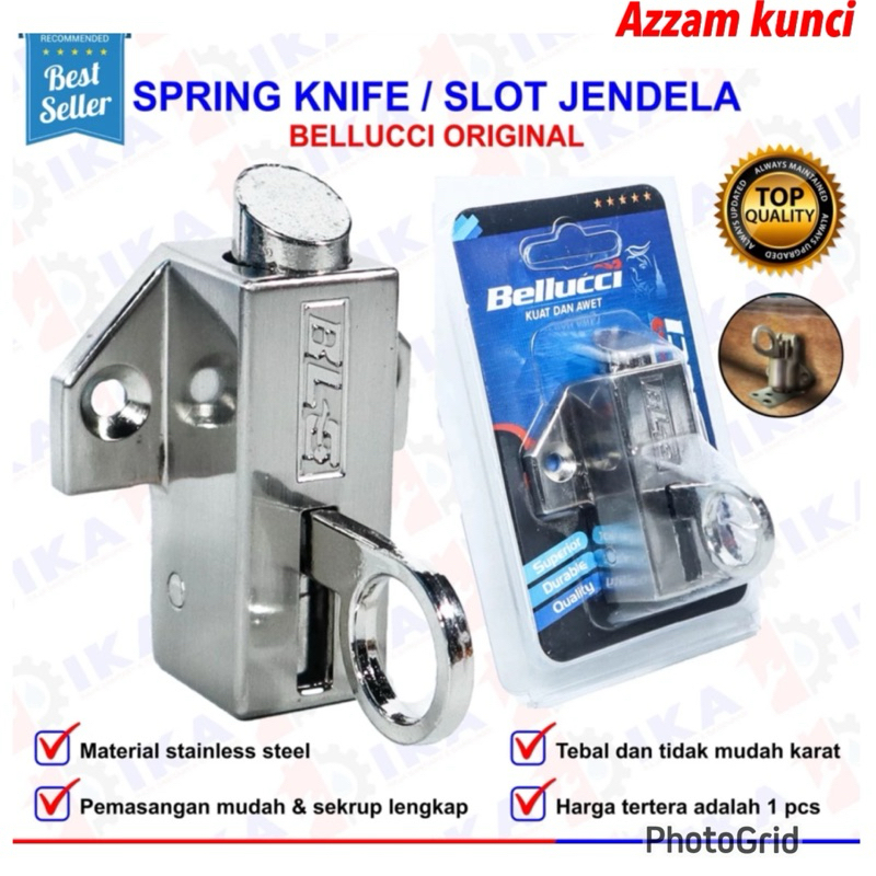 Belluci Spring Knife Jumbo/ kunci jendela belluci Selot Jendela Bellucci Hitam Dop/ Kunci Jendela Be