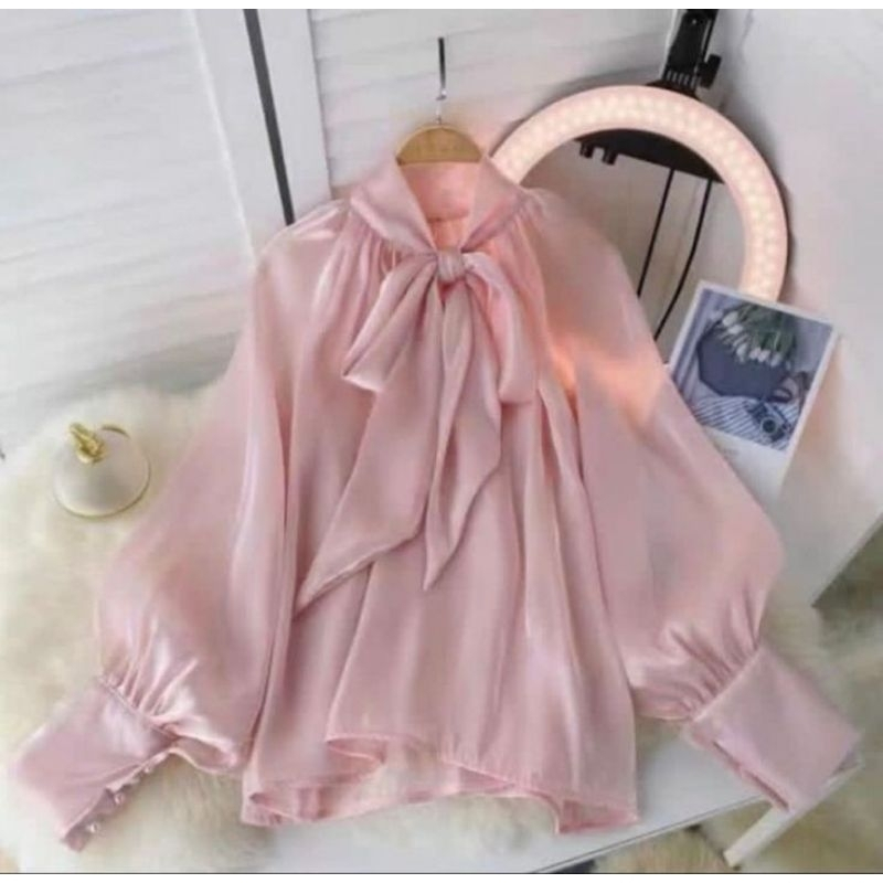 Blouse Wanita Lengan Panjang Premium Silk Korea Style