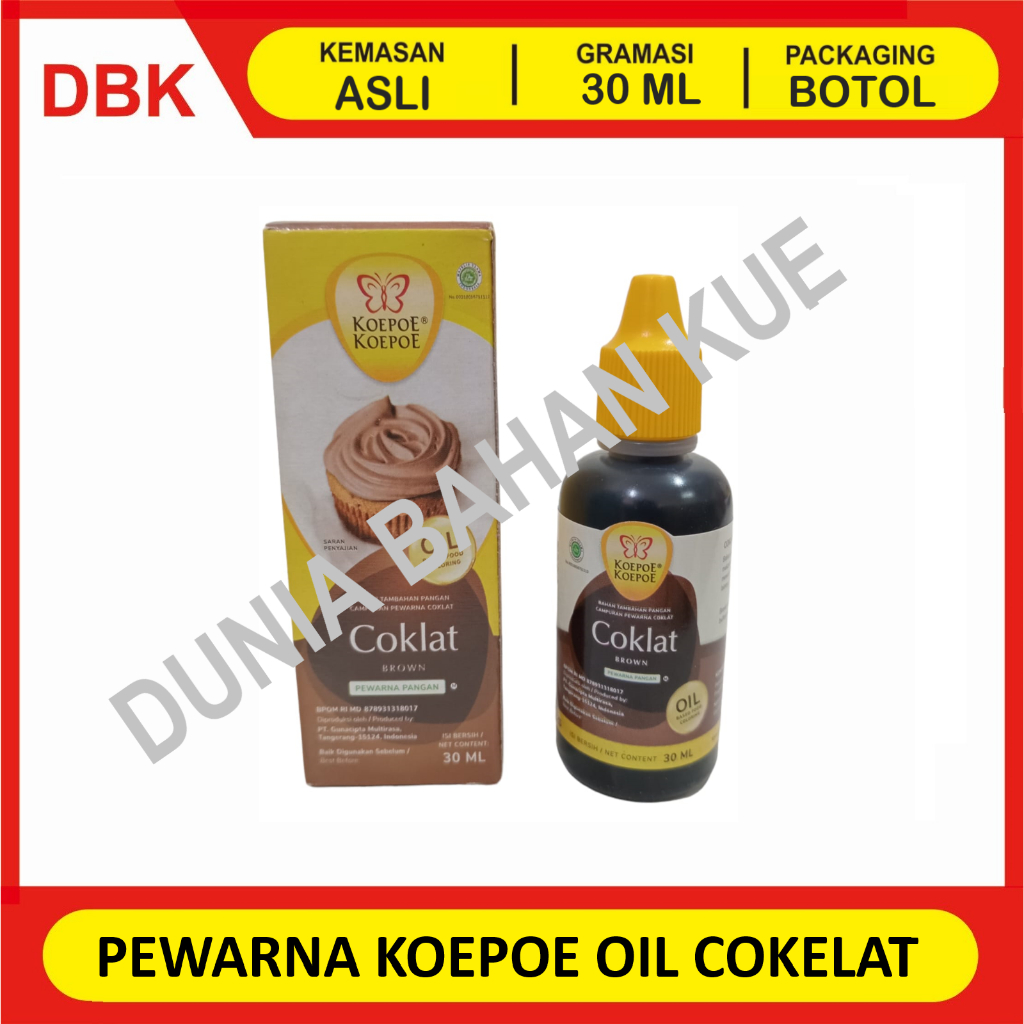 

PEWARNA MAKANAN KOEPOE KOEPOE LARUT MINYAK - COKELAT 30 ML / OIL BASE