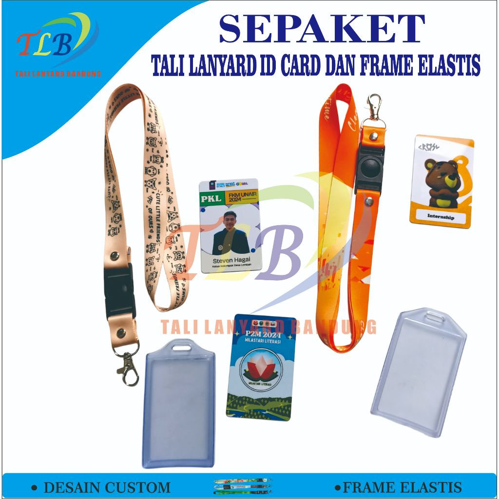 

PROMO SEPAKET TALI LANYARD+ ID CARD+ CASING BENING ELASTIS SATU KARTU ATAU 2 KARTU/SATU SET GANTUNGAN NAME TAG ID CARD CUSTOM