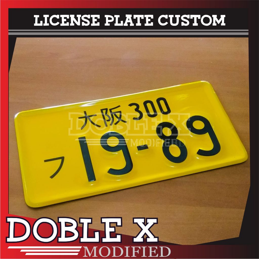 PLAT NOMOR VINTAGE JDM BLACK AND YELLOW 1989