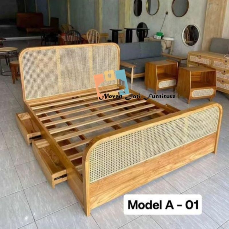 dipan tempat tidur | dipan kayu jati | UK 160x200