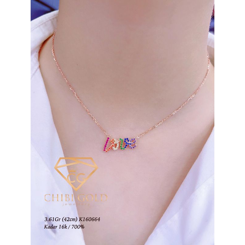 CHIBIGOLD - Kalung koye Love rainbow emas 700% 16K K160664