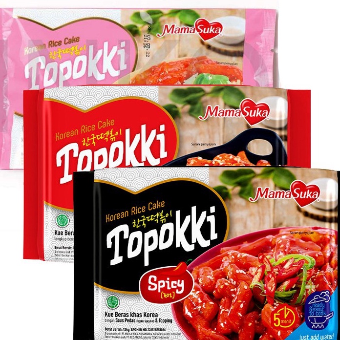

V44859 MamaSuka 134gram Snack Topokki Tteokbokki Instan Korea Halal Original Creamy Hot Spicy134gr134