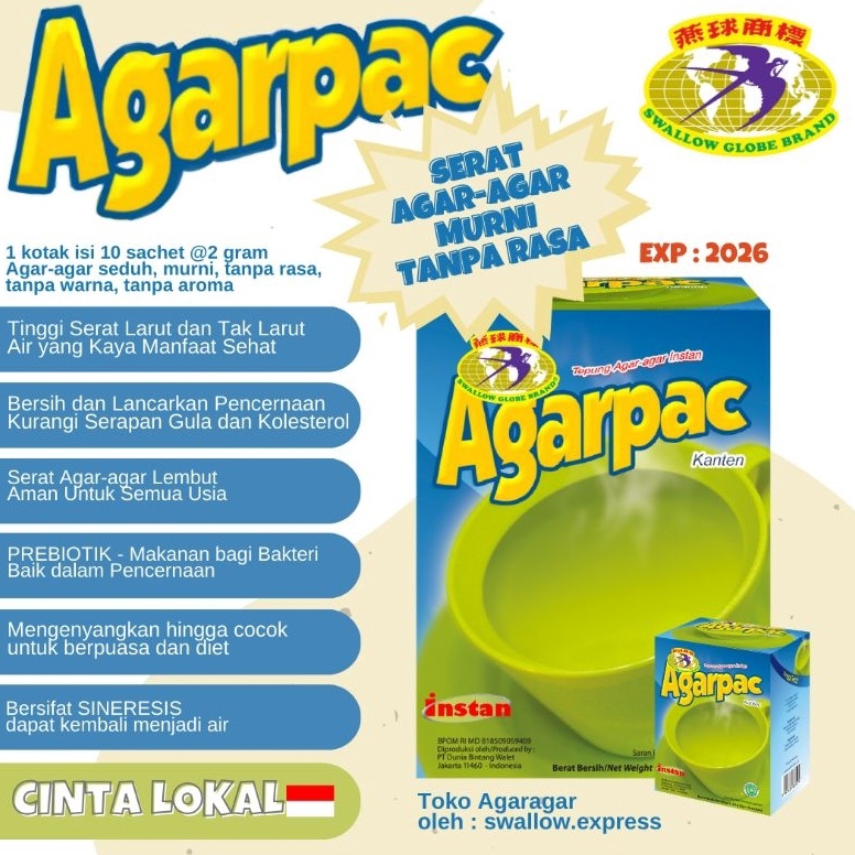 

Jangan ketinggalan AGARPAC 1 sachet Tepung Agaragar Campuran Minuman Diet Sehat