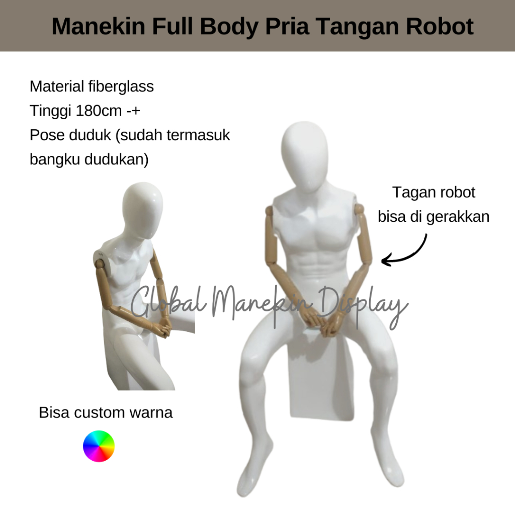SEIKOU MANEKIN - Manekin Duduk Pria Tangan Robot