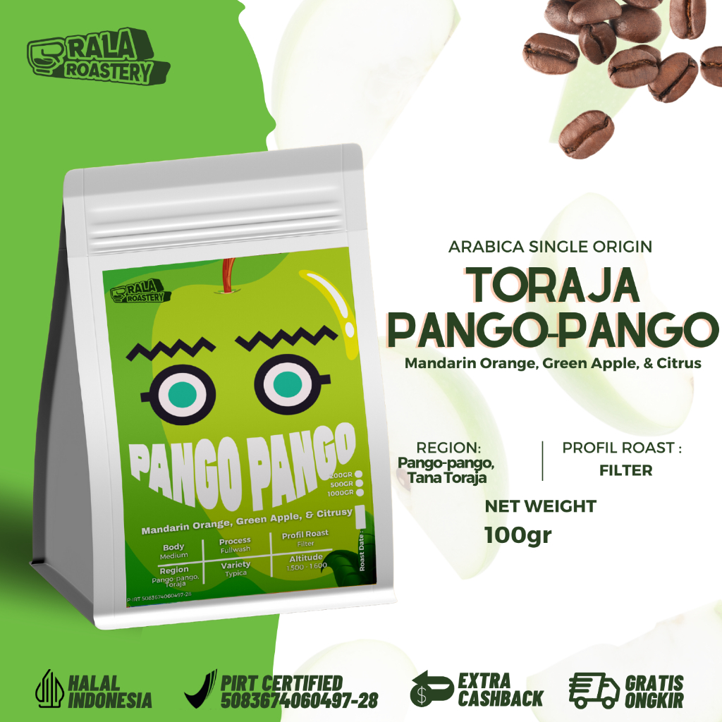 

Kopi Arabika Toraja Pango-pango | Biji Kopi Single Origin Arabica 100gr