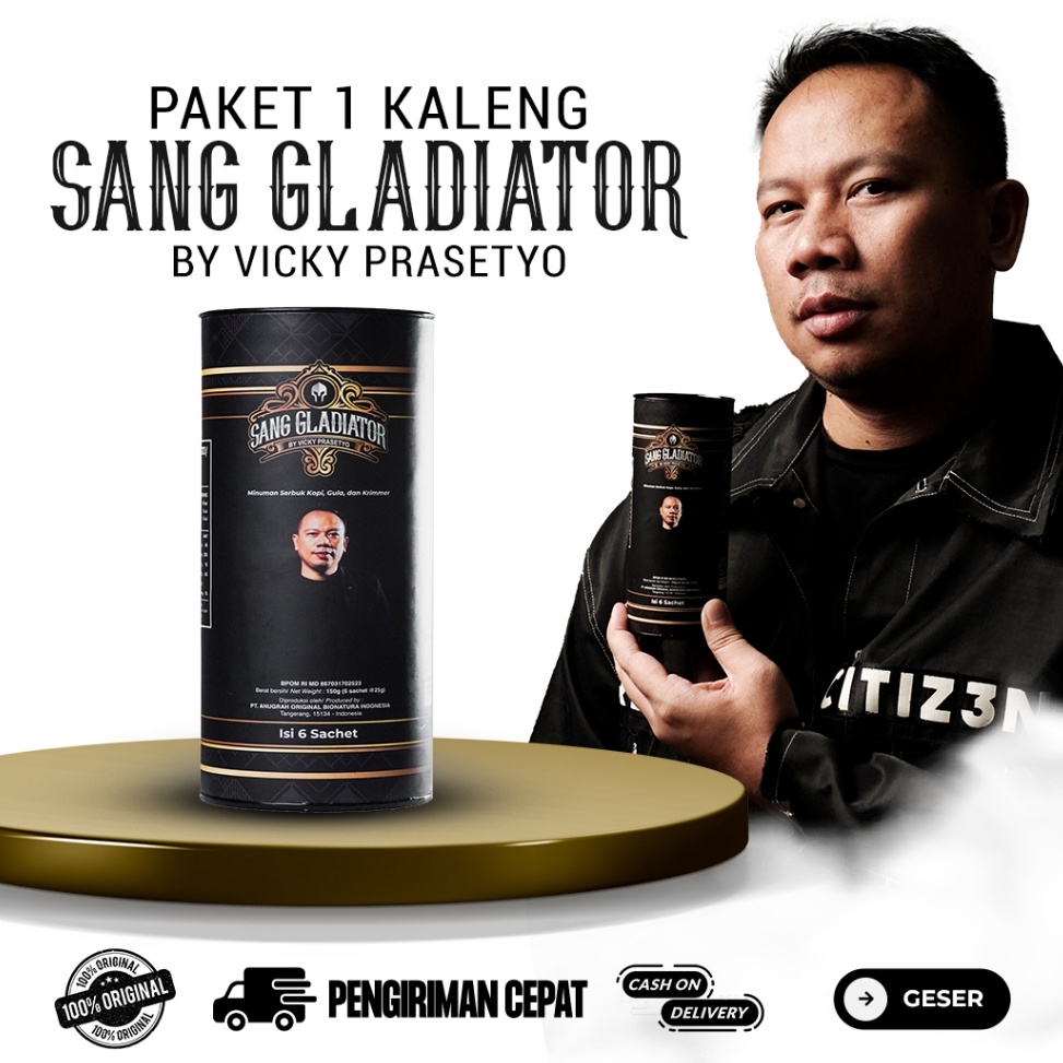 

More Info Here Sang Gladiator by Vicky Prasetyo Kopi Pilihan Pria Halal Bpom 1 Pack isi 6 Sachet