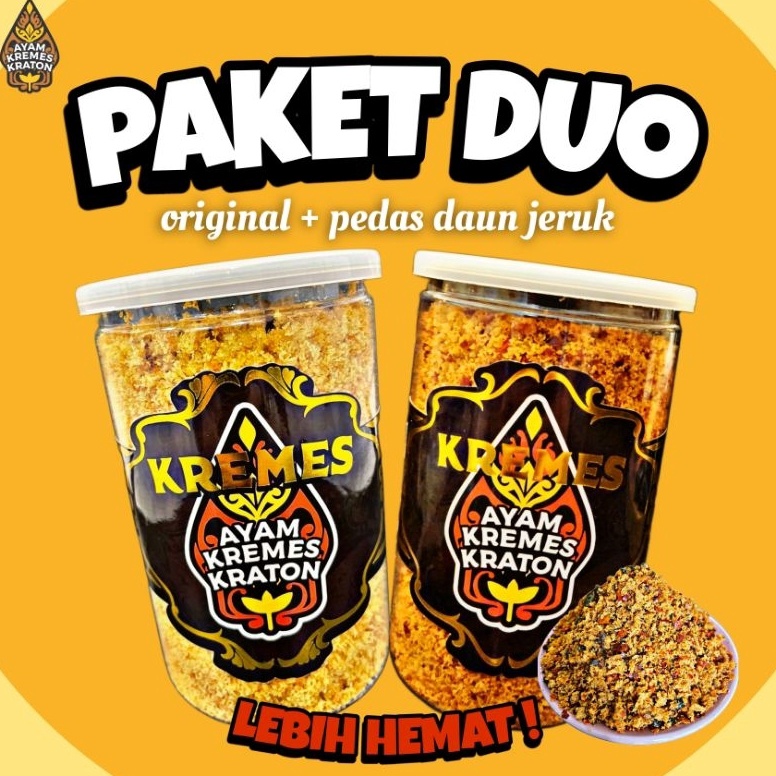 

Sale plus Ayam Kremes Kraton Paket DuoKremes Pedas Daun Jeruk Kremes Original