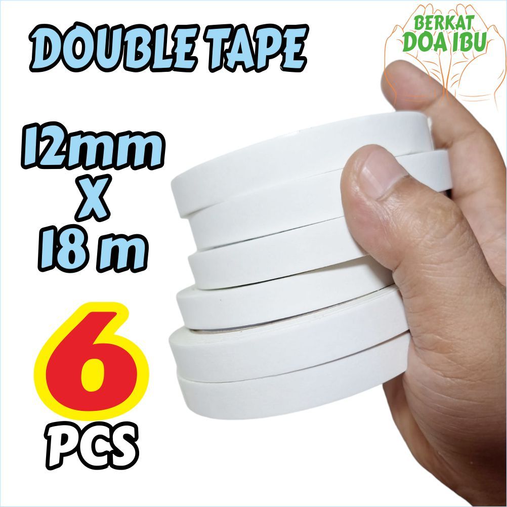 

Double Tape, Dobel Tape 12mm x 15 meter Full Harga 6 pcs