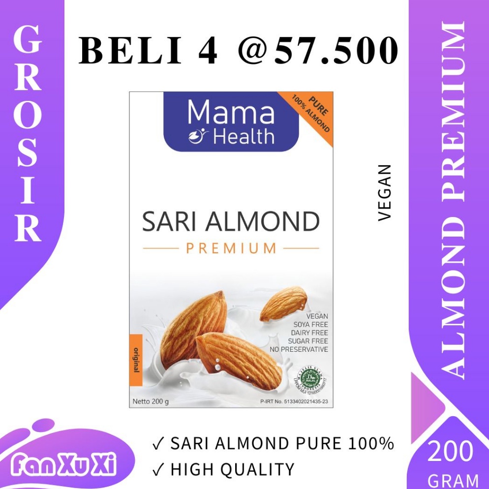

New Arrival Mama Health SARI ALMOND PREMIUM Pure 1 VEGAN Sugar Free Gluten Free Dairy Free Bubuk Almond Murni