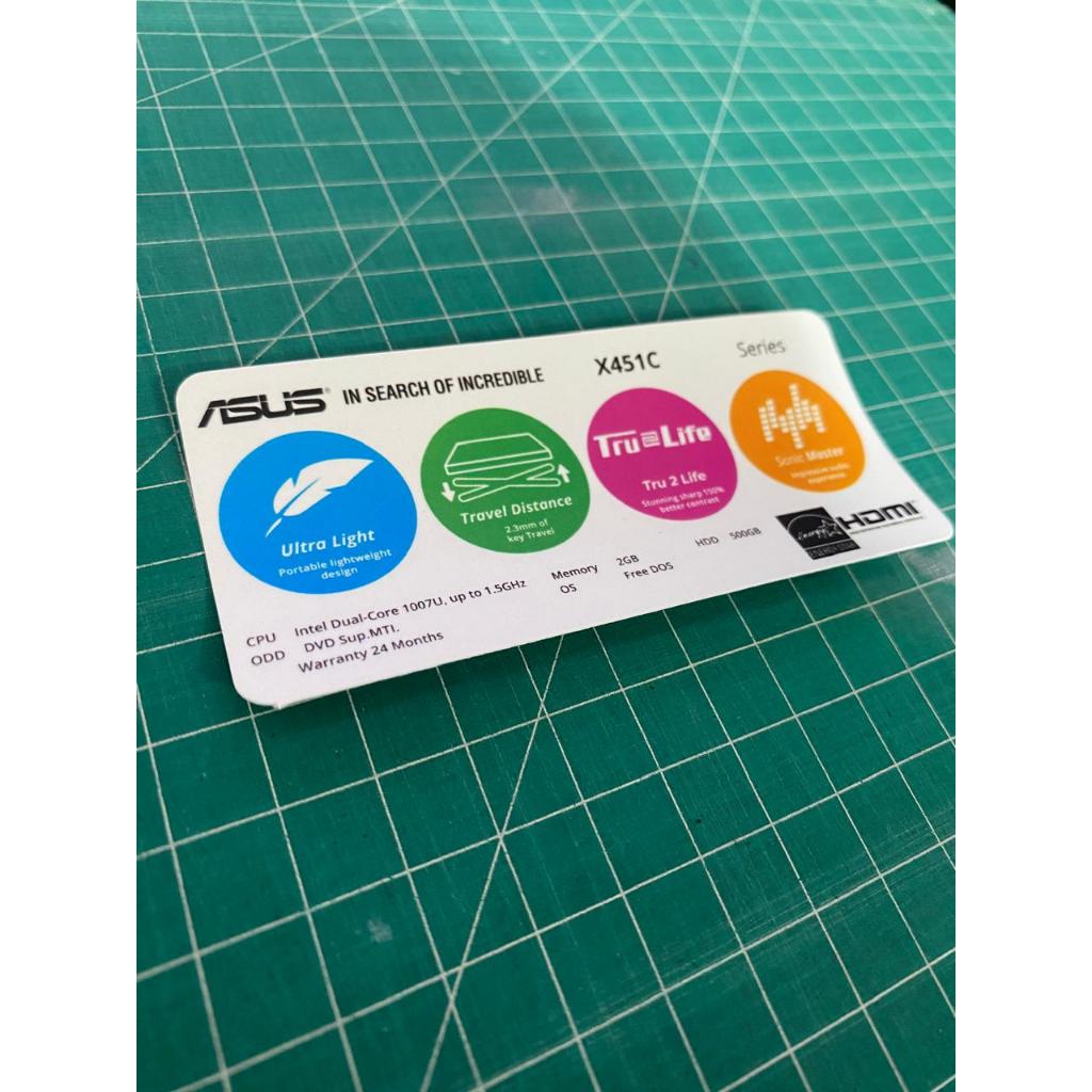 Stiker Spesifikasi Laptop Asus X451C